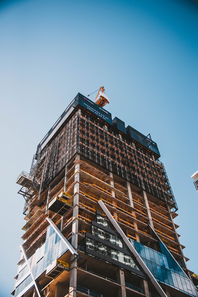 Multi-story building under construction, photographed for KAL Kreations